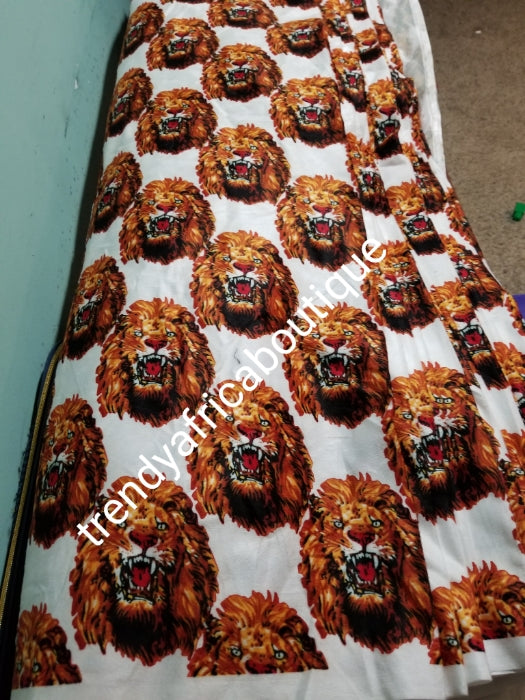 Sale; Original quality white/red isi-agu wrapper, Igbo traditional wrapper use by men or women. Sold per yard, price is for one yard. Nigerian/igbo ceremonia fabric. Soft texture, authentic isi-agu fabric. Igbo lion head fabric.