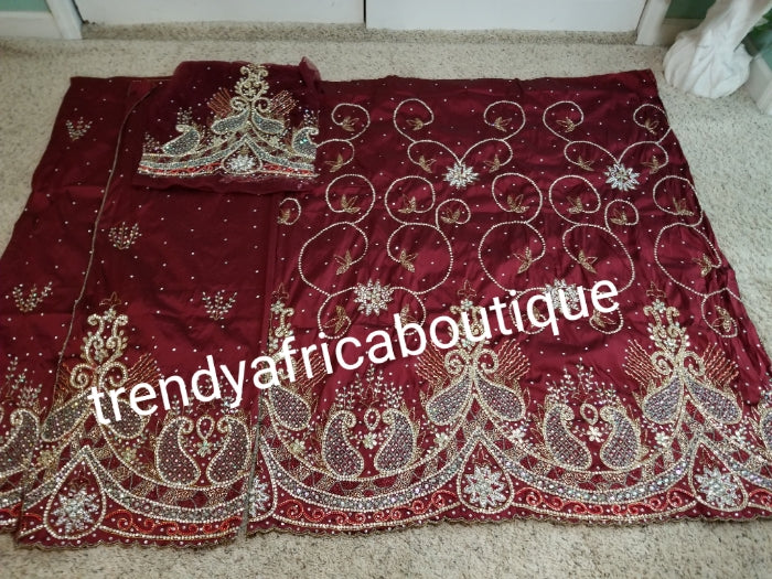 Clearance: ready to ship Celebrant silk George wrapper for that special occasion. Wine (maroon) color Nigerian traditional wedding George wrapper for special occasions like weddings. Igbo/delta women VIP Georges