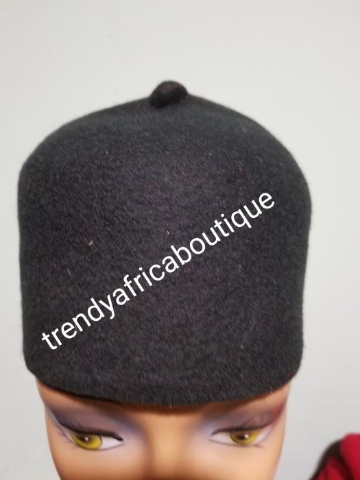 Igbo man black cap (Aka) for youth. Beautiful suade cap Special African wedding Accessories for men. Igbo men-cap for ceremony Available in size 20, 21, 22 head circumference.