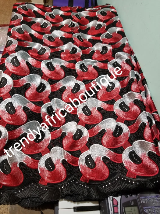 Superior quality swiss lace fabric white/red/black multi color. Nigerian traditional celebrant Swiss quality embriodery lace. soft beautiful design. Sold per 5yds