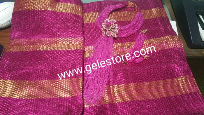 Clearance: Fuschia Pink 3 row Coral-necklace set. Beautiful Celebrant Beaded necklace set. 3pcs set. 2 row bracelet and a drop earrings. Accent with big brooch