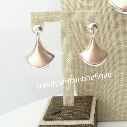Rose Gold + silver 2 tone 18k rose gold plated, 3 pcs pendant set. Top quality African costume choker necklace set. Long lasting plating, hyoid allergenic plating