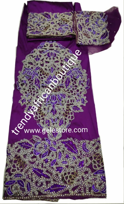 Top quality VIP Celebrant Nigerian Bridal George wrapper with matching net blouse stoned to perfection. Hand cut border. Niger/Igbo/delta traditional wedding for special occasion.sweet Magenta color