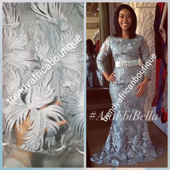 New arrival silver/Gray classic French lace design. Swiss quality embe Trendy Africa Boutique New arrival silver/Gray classic French lace design. Swiss quality embe Trendy Africa Boutique