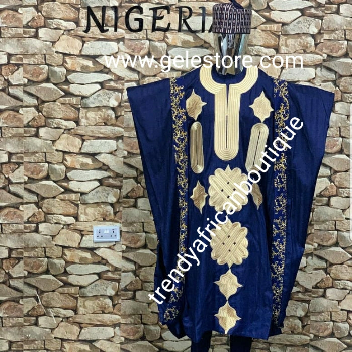 Choose your Color: Agbada set for men. made-to-order Nigerian Traditional embriodered quality senator material for Men/Groom. Custom-made design. Can be produce in any color combinations of your choice. 4pcs set agbada, inner top and bottom + cap. set.
