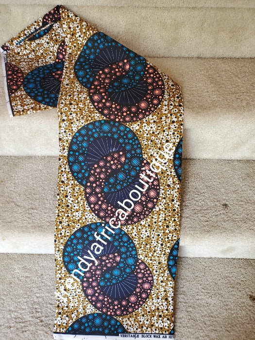 Hitarget veritable African cotton wax print. Quality print material for making dresses formen or women. Sold per 6 yards, price is for 6yrds