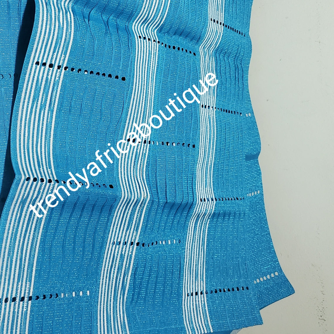 Sale sale: dazzling turquoise blue dazzling Aso-oke for making stylish gele. Extra wide 80" long× 20" wide. aso-o. Fine Luxrous quality. This is gele/ipele set.