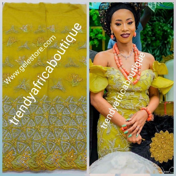 Wedding. Igbo woman. Yellow george material. Nigerian wrapper. My sister  Ijeoma