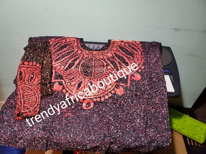 Sale sale: Latest Adire leggings and top. One size fit up to M/L Classic tie and dye set for that casual outing is here: look classy with this latest adire set. Leggings is stretchy to fit M/L Black/Orange set