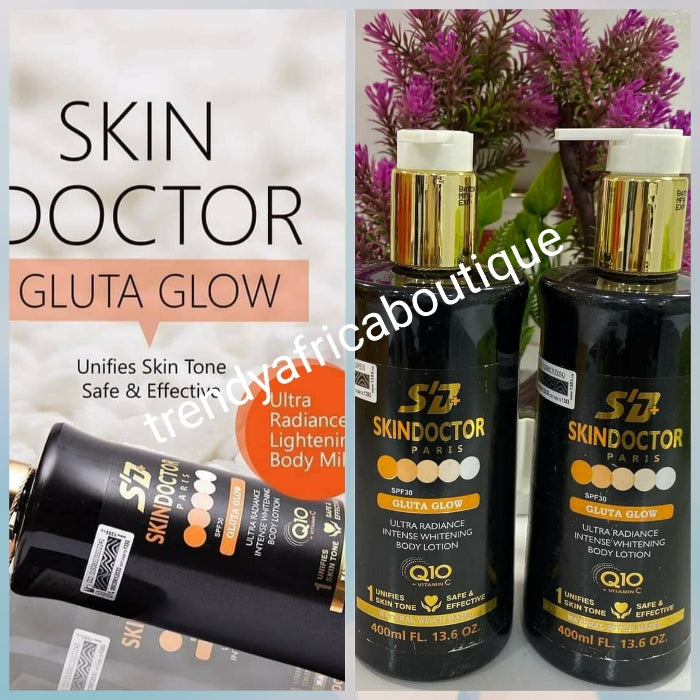 Skin Dorctor Paris gluta glow intense whitening body lotion 400mlx1 Unifies skin tone safe and effectively with spf 30.Ultra whitening corrective serum/oil.
