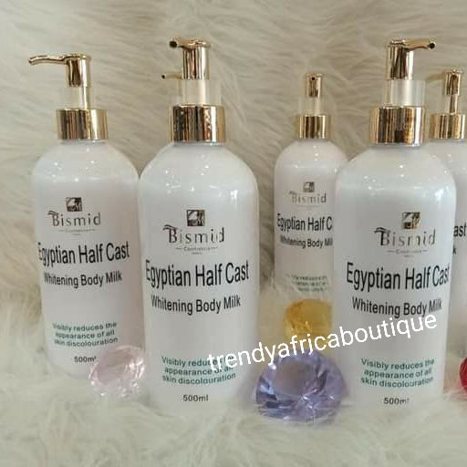 Bismid cosmetics Egyptian half cast whitening body milk. Contains natural ingredients to correct black spot, give even skin tone. Safe and effective lotion