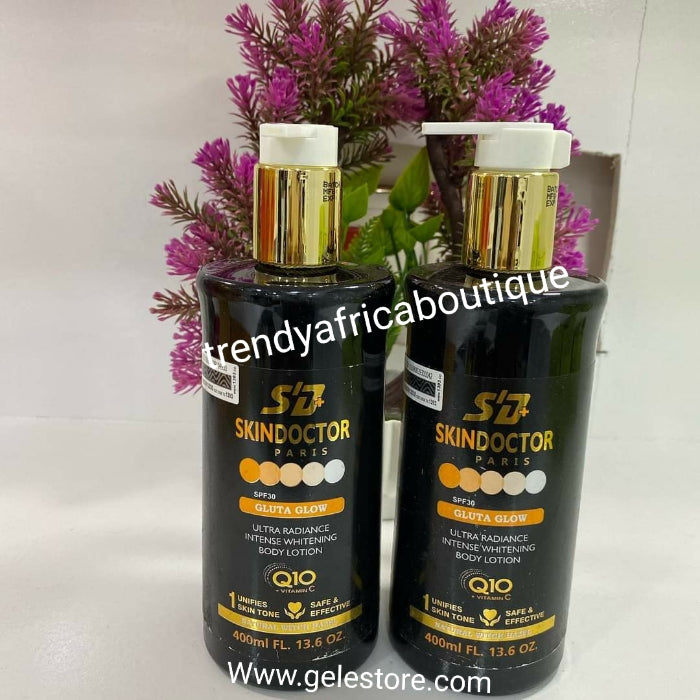 2pcs. Skin Doctor Gluta Glow intense whitening Body Lotion 400ml + face cream. Formulated with glutathione, witch hazel, vitamin C
