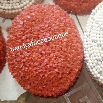 Nigerian Traditional wedding Bridal Beaded cap. Edo/Igbo Bridal Accessories of coral/gold cap. Edo wedding/traditional bridal beaded cap