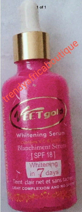 Veet Gold Whitening Korrekturserum/Öl. 50-ml-Flasche, verblasst und entfernt Hautunreinheiten. Zum Beispiel gegen dunkle Flecken, Falten, Dehnungsstreifen usw., funktioniert sehr gut mit allen VERT GOLD-Lotionen und -Cremes!! Sie werden Ihre Haut lieben!!