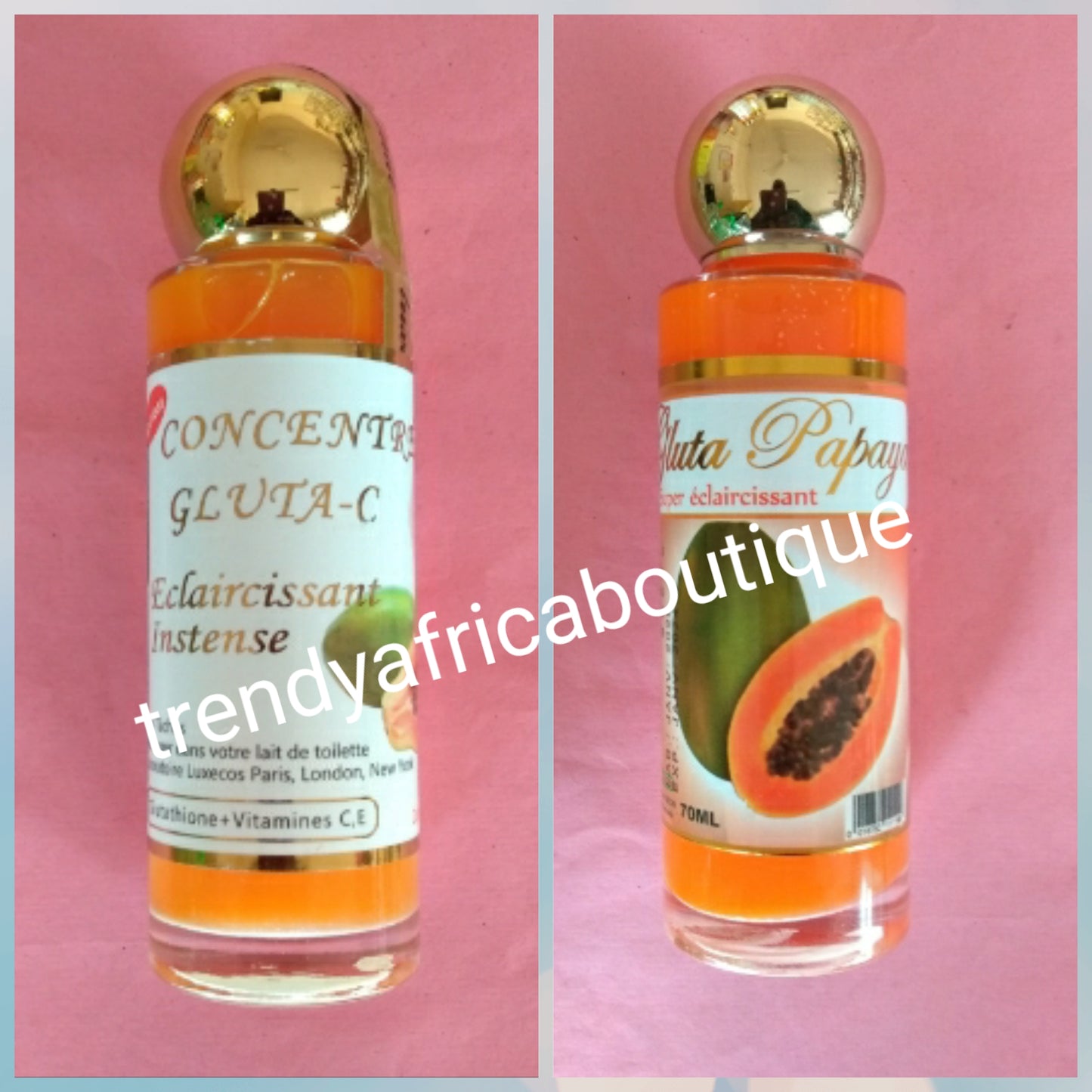 2 Kombi-Set. Lait Gluta – C fruchtige, aufhellende Körperlotion, 500 ml, Mischung aus mehreren Fruchtsäuren und Glutathion+ Serum. Revitalisieren und befeuchten Sie Ihre Haut und verleihen Sie ihr einen perfekten goldenen, gelben Hautton!