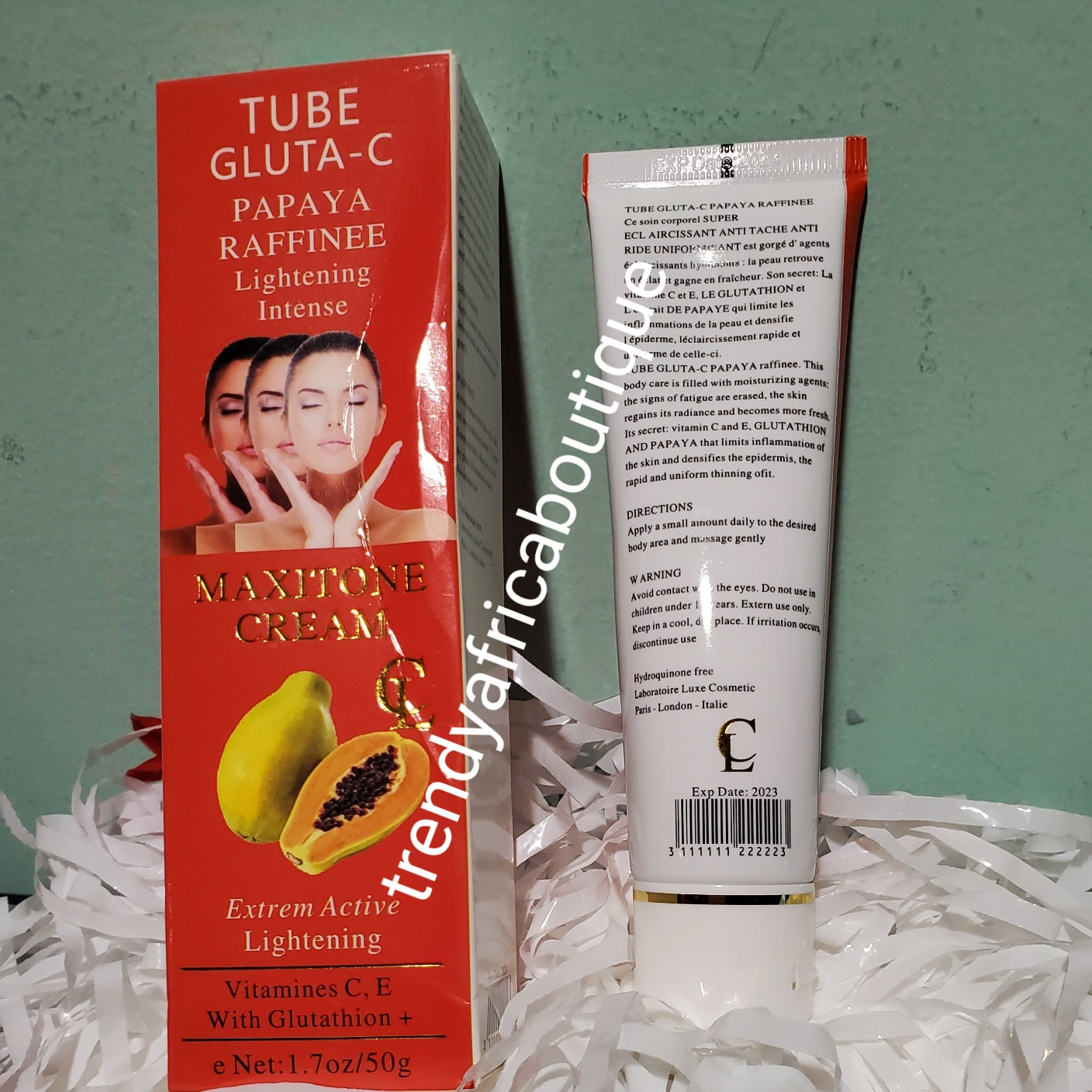 3 sale: Glutathion & Vitamin-C Papaya (gluta C) lightening cream 50g. Formulated with glutathion, vitamin C & E. C 3 tubes