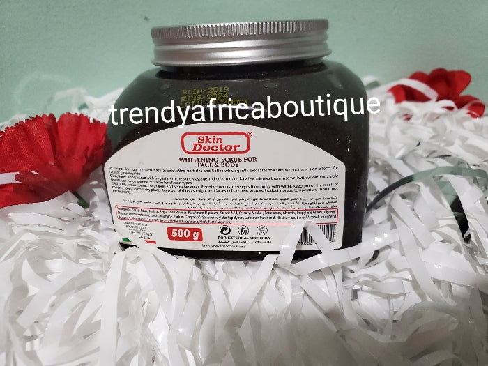Skin Doctor face and body whitening Coffee scrub for all skin type, gently exfoliates and remove dead skin cells. 500g jar.