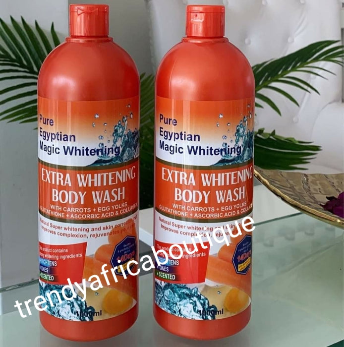 Pure Egyptian magic extra whitening body wash With carrots extracts, ascorbic acid, glutathione& egg york 1000ml x1 bottle sale