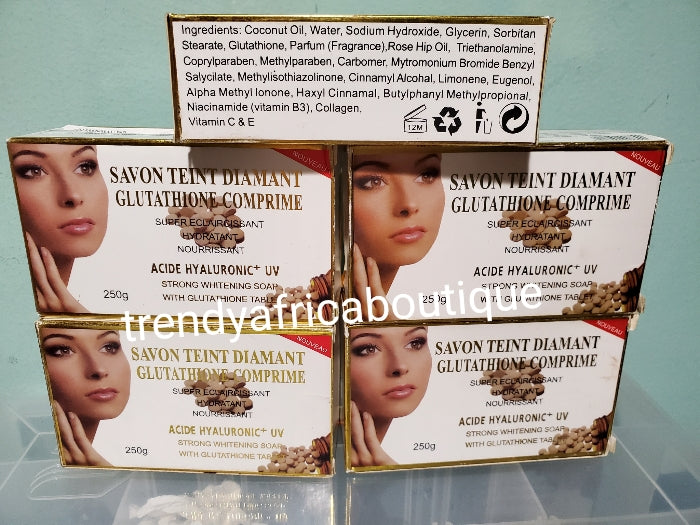 Savon teint Diamant Glutathion comprime extra whitening face & body soap with glutathione tablet 200g