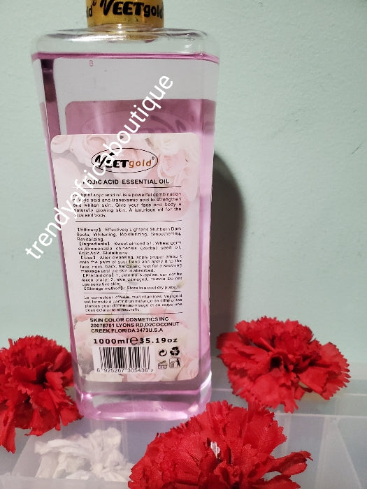 Original VEET GOLD whitening with kojic acid and Vitamins with spf 15. 1000 ML bottle. Serum/oil is good for face and body