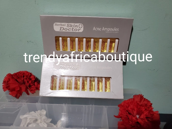 Herbal Skin doctor acne removal ampoules pack. 10 ampoules serum/oil in a pack. Sold per pack.