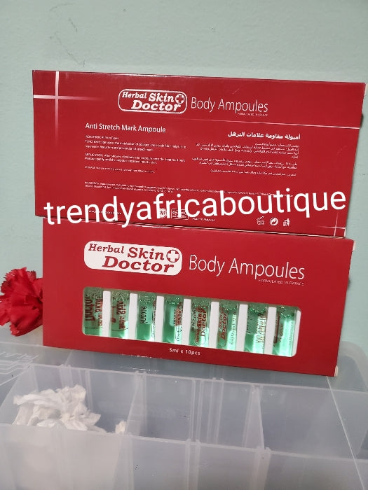Herbal Skin doctor stretch marks body ampoules pack. 10 ampoules serum/oil in a pack. Sold per pack.