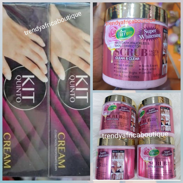 Veet Gold whitening corrector scrub and abebi white kit quinto cream s