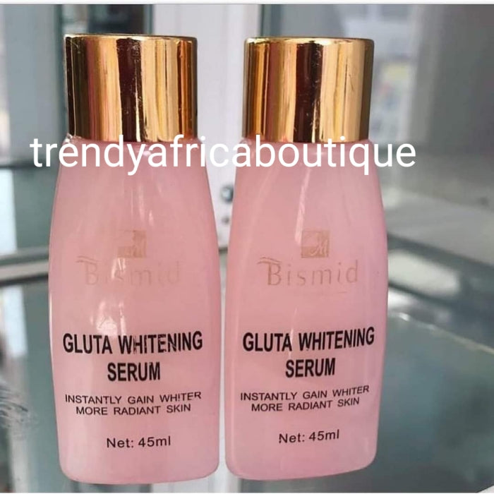 Back in stock: Bismid cosmetics Gluta whitening serum/oil 45ml x 1 bottle with glutathione and fruit acid. Anti dark spots and anti stains. Super effective