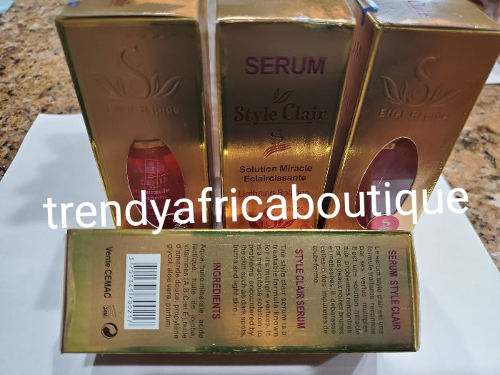Style Clair miracle lightening treatment serum/oil for all skin types. 40ml bottle. Formulated with vitamins to nourish your skin