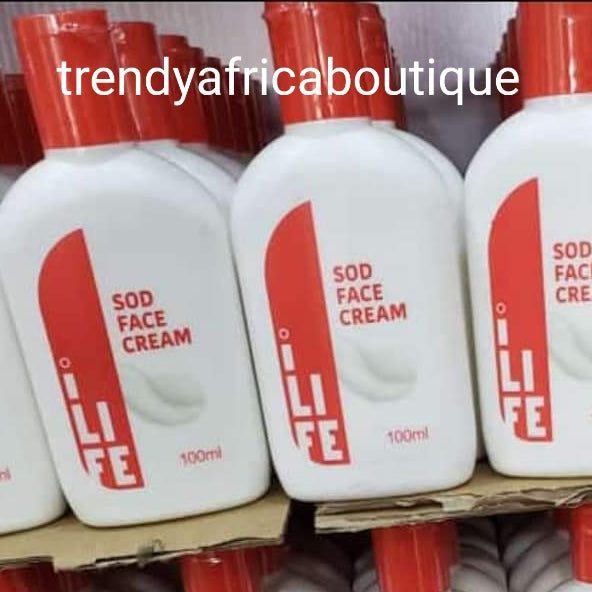 SOD face cream 100ml. Organic ingredient to restoring your face from stubborn acne and pimples, sun burn, wrinkles etc. Is for all skin type: NOT a bleaching or whitening cream
