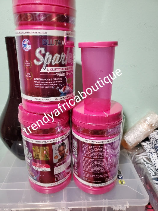 1 jar Gluta white Glitter (sparkle) glowing anti aging supplements. 800gm. Phyto collagen DSM. comeasv with mixing cup