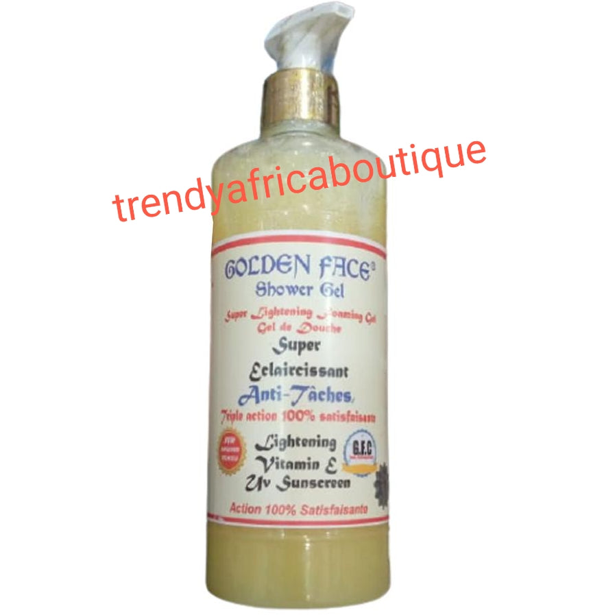1 bottle sale: Original Golden face shower gel. Super ecclaircissant anti stains.. triple action satisfaction 500ml. New and improved formula.