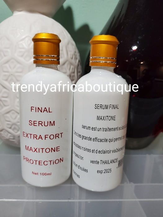 Final Maxitone serum/oil. Extra strong. Formulated with Vitamins to protect your skin. 100ml bottle.. mix into your lotion for a radiant complexion!
