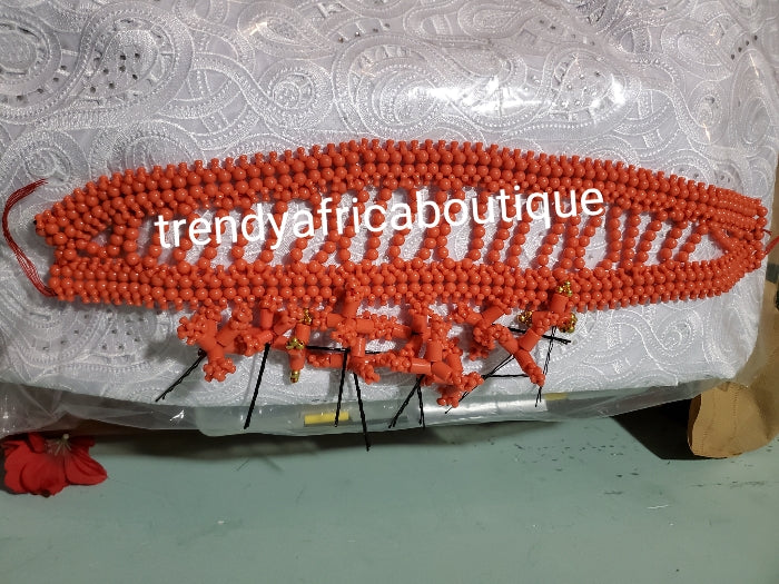 Nigerian traditional wedding Original Bridal coral shawl and head dress set for Nigerian/African traditional wedding accessories.
