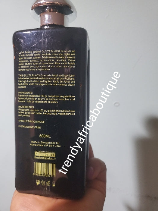 Back in stock 4pcs set Latest Abebi white Gluta Black 5xxxxx + Snow white face and body lotion 500ml, Serum, face cream, & exfoliating soap. 💯 satisfaction