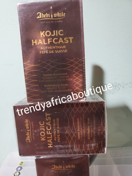 Abebi weiße Kojic-Halbguss-Peelingseife für Gesicht und Körper. Reinigt Ihre Haut super und macht sie weich. X 1 Seife