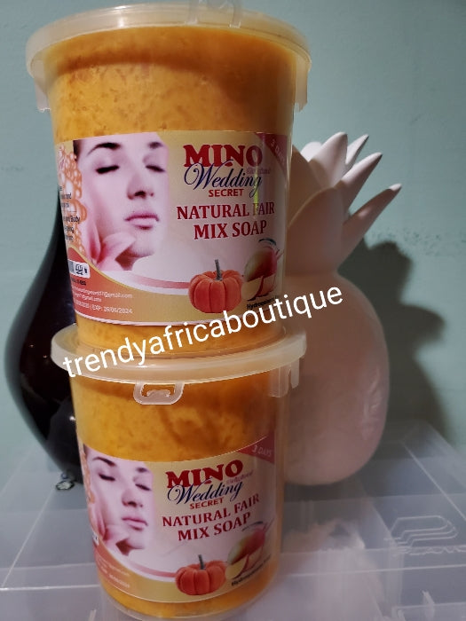Mino wedding secret, natural fair Mix soap. Face and body anti aging whitening 3 Days. Formulated with pumkin and mango oil. 1000g