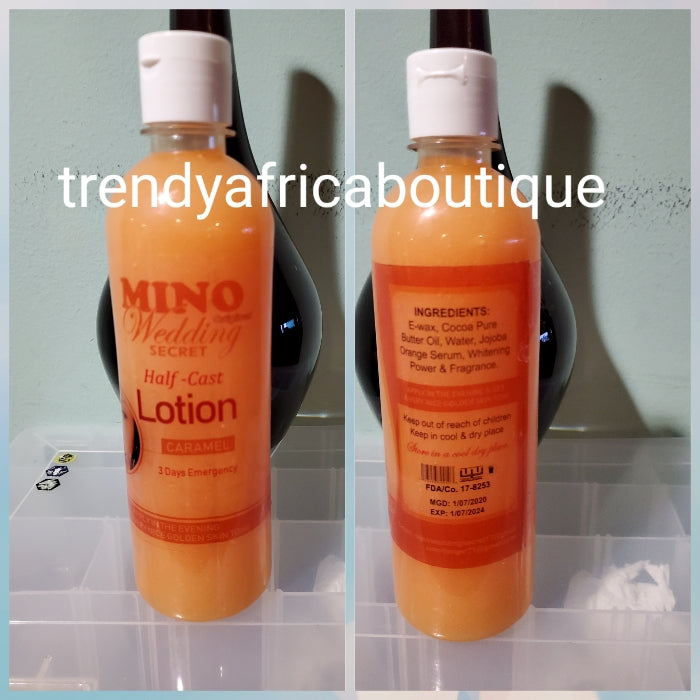 Original Mino wedding secret half cast body lotion 3 days emergency 500ml, for a healthy, silky halfcast skin. Very effective