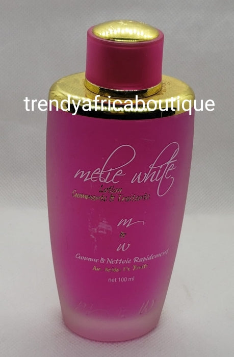 Melie White exfoliating & treatment face lotion (cleanser) rapid eraser of tough stains & spots, 100ml bottle. Deep face and neck cleanser