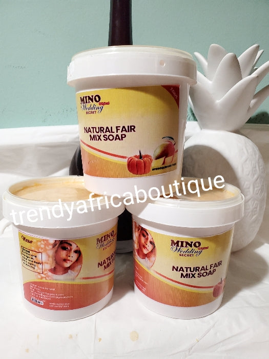 Mino wedding secret, natural fair Mix soap. Face and body anti aging whitening 3 Days. Formulated with pumkin and mango oil. 450g