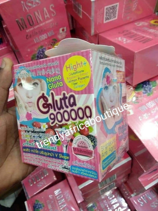 X 1 pack sale: Nano gluta 900000 skin brightening and whiten skin Fast, anti aging supplements 10 sachet per box. Boost collagen production, clears dark spots + scars