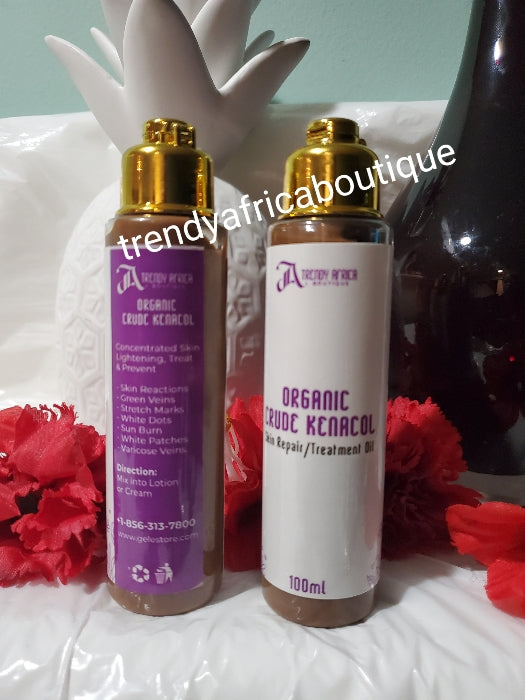 PURE Organic Crude Kenacol effective skin repair and treatment oil. Anti-reaction oil. 100ml bottlex1 Treatment of green veins, stretch marks, sun burn etc. For all skin types!! Mix into body lotion or cream. 100% effective 👌