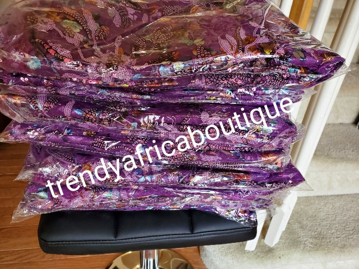 Sale: Top quality Lustrous purple embriodery french lace fabric embellished with sequence. Soft texture sold per 5 yards. African bridal/wedding/aso-ebi fabric. Ready to ship