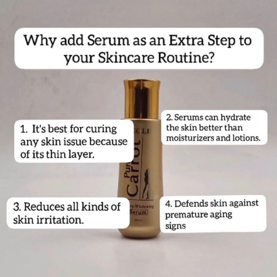 Pure Carrot Gold Extra Whitening Serum/Öl 60 ml x 1 konzentrierte Formel mit Alpha-Arbutin hellt Ihre Haut auf und spendet Feuchtigkeit. Mit Lotion mischen.