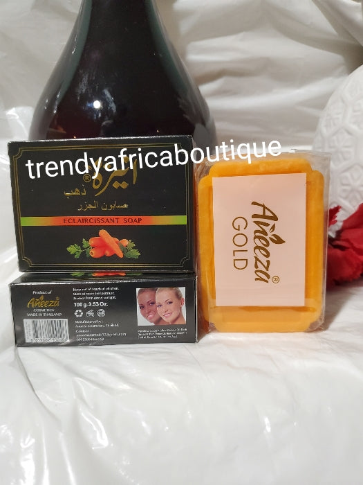 Aneeza Gold pflanzliche, aufhellende Karottenseife für Gesicht und Körper. 100g Seifenstücke x 2 Seifenstücke im Angebot. Anti-Flecken, Pickel und mehr.