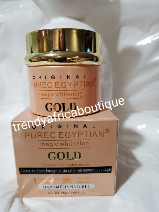 NEUE ORIGINAL purec Egyptian Magic Whitening Gold Gesichtscreme zur Korrektur dunkler Flecken. Gesichtsaufhellende und straffende Creme mit natürlicher Hamamelis. Lichtschutzfaktor 35. 50gx1