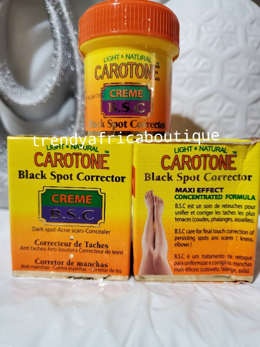 Light & Natural CAROTONE black spots corrector maxi effect concentrated cream. 30mlx1 apply only to affected area. Clears Sturborn Pimples, dark spots on knuckles and elbows
