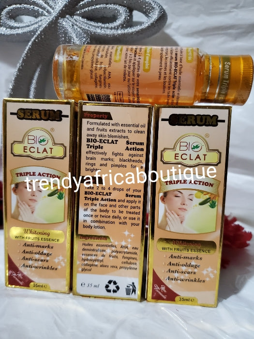 BIO ECLAT Gesichtsserum/Öl mit dreifacher Wirkung. Gesichtsaufhellung mit Fruchtessenz. Gegen schwarze Flecken, gegen Narben, gegen Falten und Alterung. 35 ml x1 Flasche! Direkt in die Gesichtscreme oder den Apfel mischen.