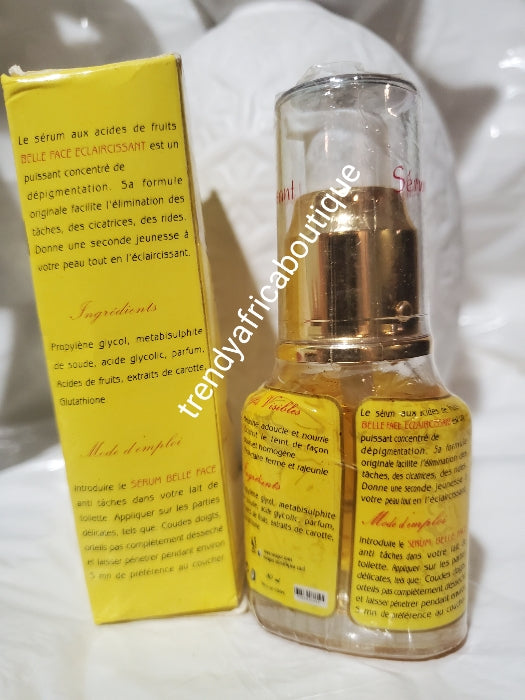 Belle face concentrated whitening serum/oil. 40ml x1. Base on fruit acids, glutathione & carrots extracts.100% effective