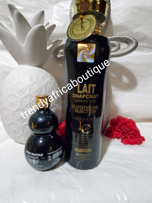 Lait Snapchat Black Diamond body Lotion 500ml +  Snap chat serum: Beauty without filter. Extra Strong whitening milk with glutathion injection. USE